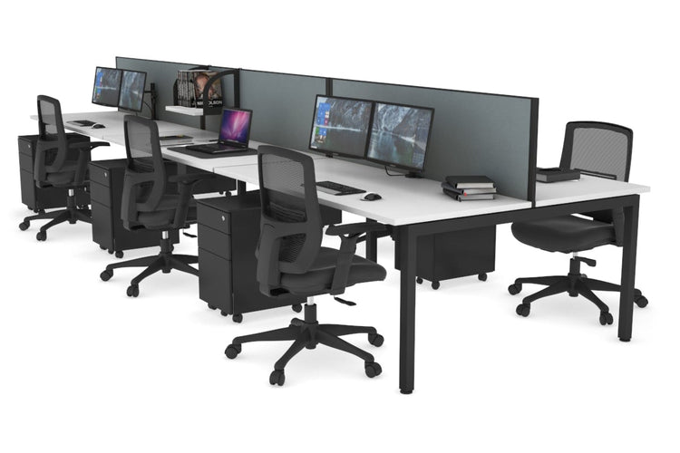 Quadro Square Leg 6 Person Office Workstations [1200L x 700W] Jasonl black leg white cool grey (500H x 1200W)