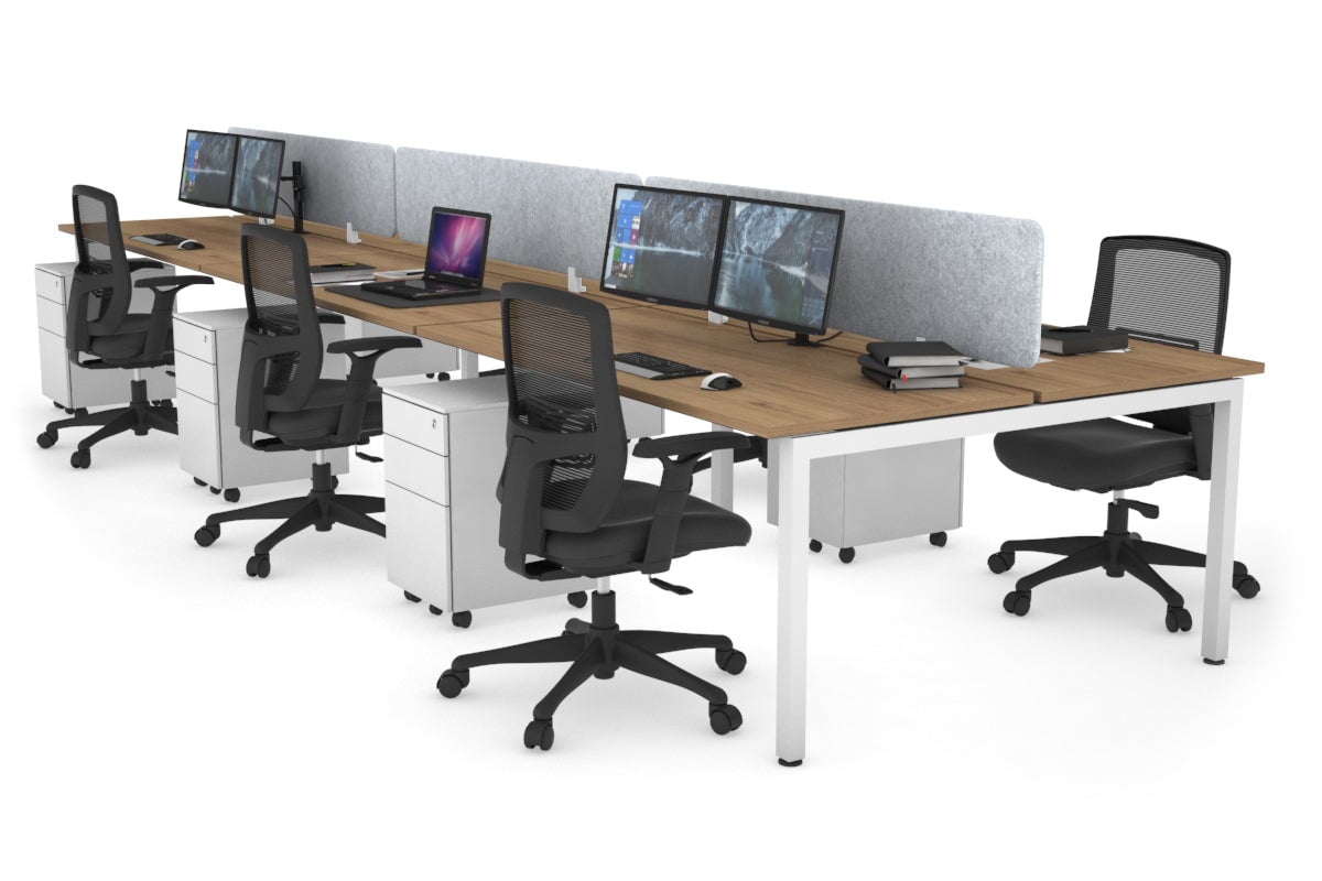 Quadro Square Leg 6 Person Office Workstations [1200L x 700W] Jasonl white leg salvage oak light grey echo panel (400H x 1200W)
