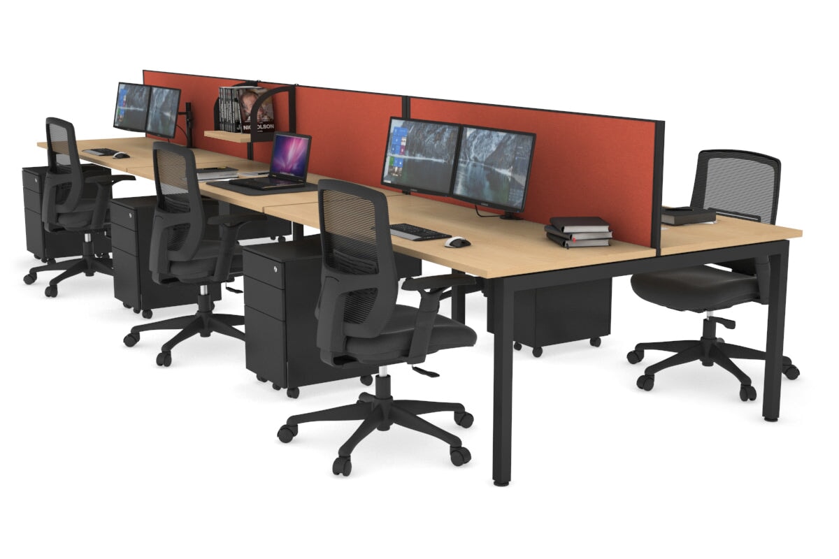 Quadro Square Leg 6 Person Office Workstations [1200L x 700W] Jasonl black leg maple orange squash (500H x 1200W)