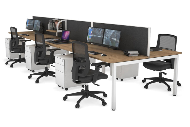 Quadro Square Leg 6 Person Office Workstations [1200L x 700W] Jasonl white leg salvage oak moody charcoal (500H x 1200W)
