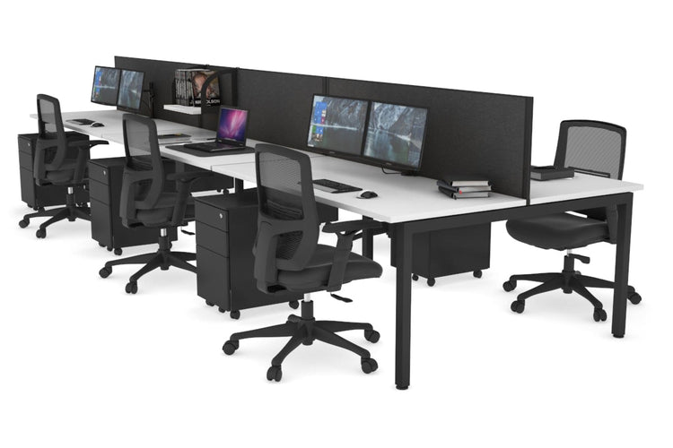Quadro Square Leg 6 Person Office Workstations [1200L x 700W] Jasonl black leg white moody charcoal (500H x 1200W)