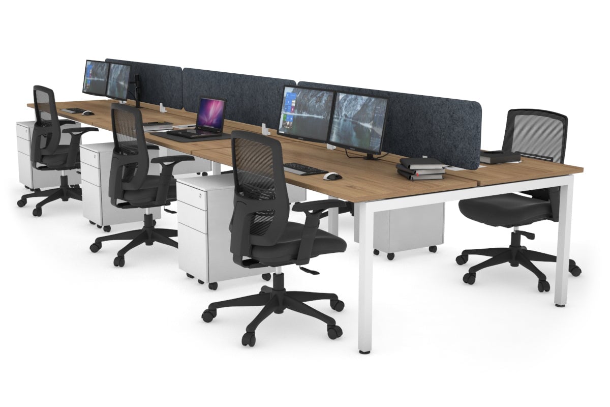 Quadro Square Leg 6 Person Office Workstations [1200L x 700W] Jasonl white leg salvage oak dark grey echo panel (400H x 1200W)