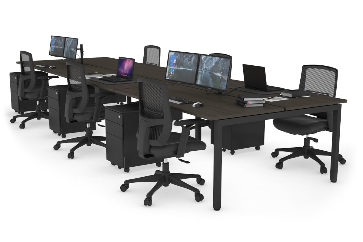 Quadro Square Leg 6 Person Office Workstations [1200L x 700W] Jasonl black leg dark oak none