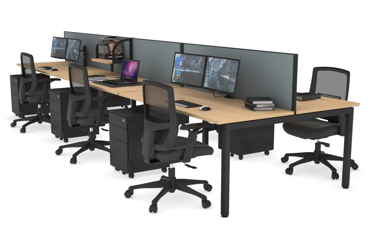 Quadro Square Leg 6 Person Office Workstations [1200L x 700W] Jasonl black leg maple cool grey (500H x 1200W)