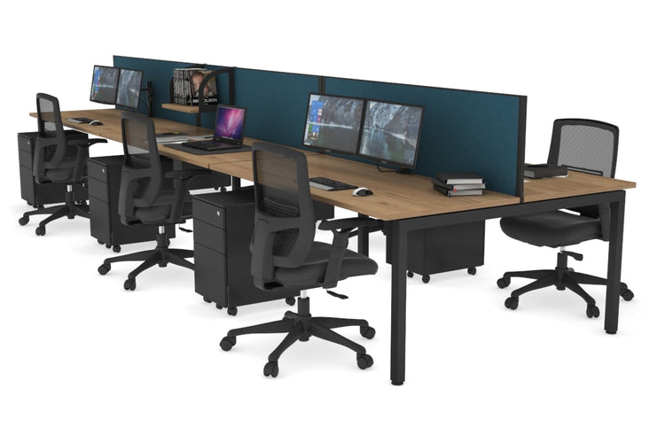 Quadro Square Leg 6 Person Office Workstations [1200L x 700W] Jasonl black leg salvage oak deep blue (500H x 1200W)