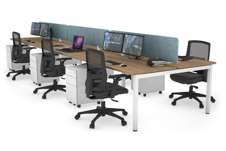 Quadro Square Leg 6 Person Office Workstations [1200L x 700W] Jasonl white leg salvage oak blue echo panel (400H x 1200W)