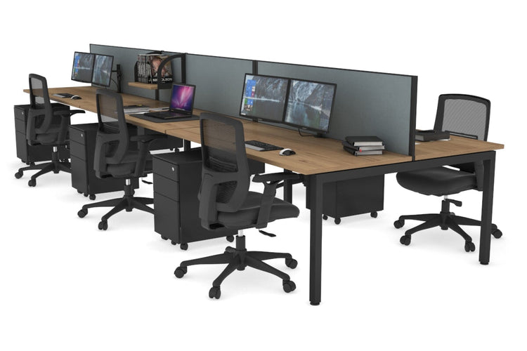 Quadro Square Leg 6 Person Office Workstations [1200L x 700W] Jasonl black leg salvage oak cool grey (500H x 1200W)