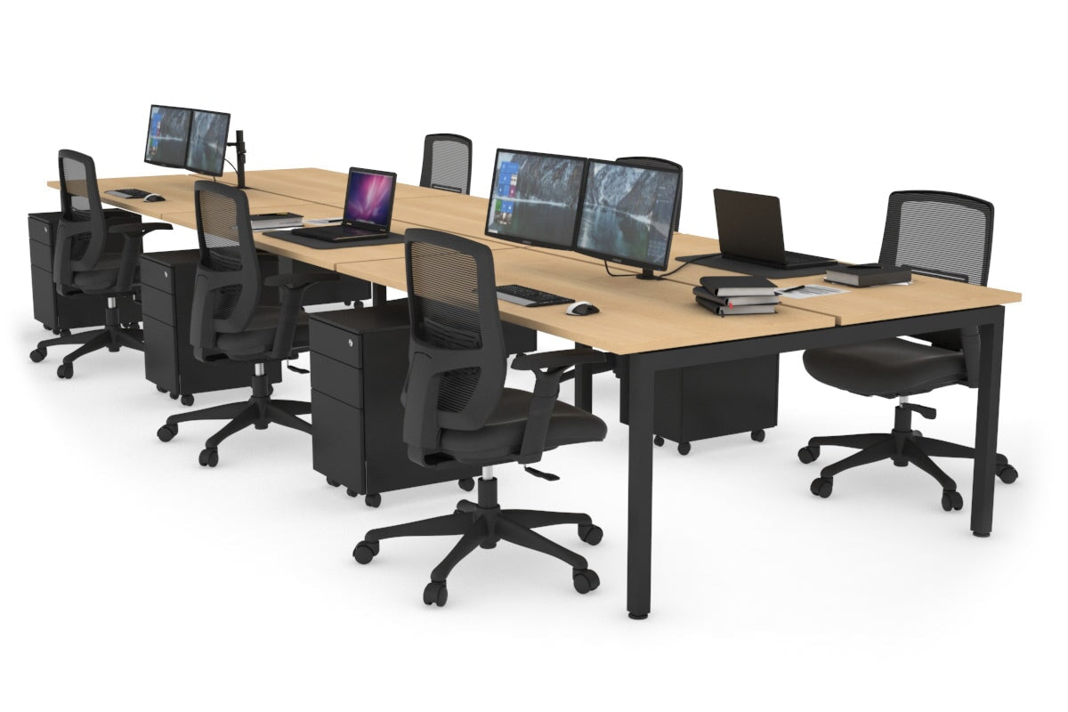 Quadro Square Leg 6 Person Office Workstations [1200L x 700W] Jasonl black leg maple none