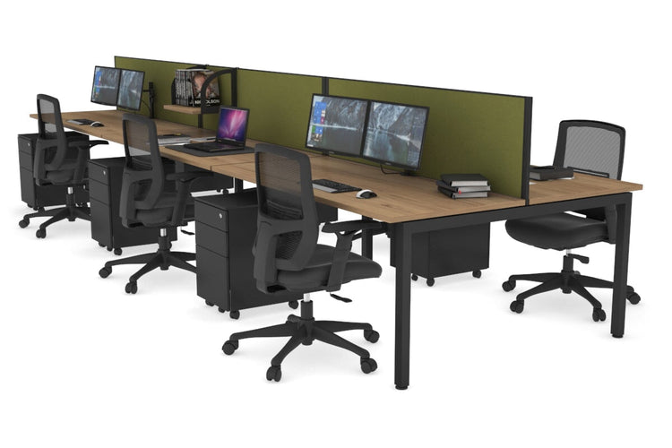 Quadro Square Leg 6 Person Office Workstations [1200L x 700W] Jasonl black leg salvage oak green moss (500H x 1200W)