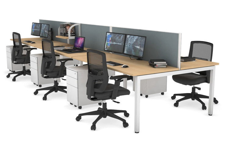 Quadro Square Leg 6 Person Office Workstations [1200L x 700W] Jasonl white leg maple cool grey (500H x 1200W)