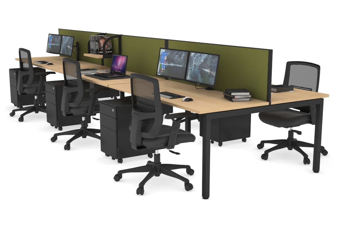 Quadro Square Leg 6 Person Office Workstations [1200L x 700W] Jasonl black leg maple green moss (500H x 1200W)
