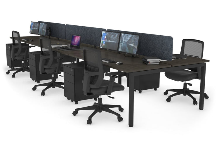 Quadro Square Leg 6 Person Office Workstations [1200L x 700W] Jasonl black leg dark oak dark grey echo panel (400H x 1200W)