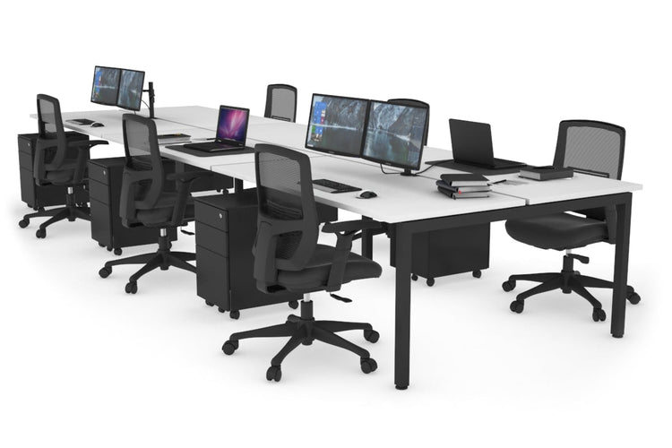Quadro Square Leg 6 Person Office Workstations [1200L x 700W] Jasonl black leg white none