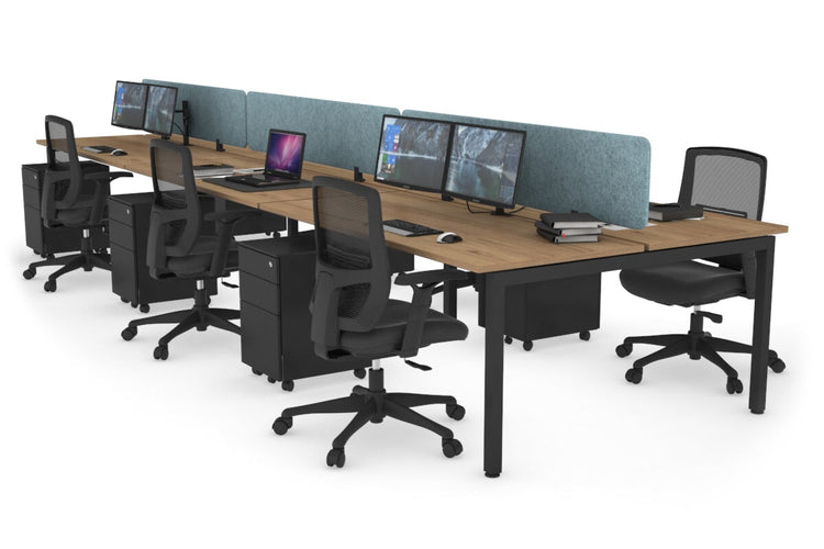 Quadro Square Leg 6 Person Office Workstations [1200L x 700W] Jasonl black leg salvage oak blue echo panel (400H x 1200W)