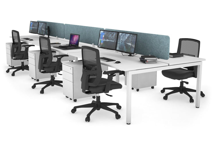 Quadro Square Leg 6 Person Office Workstations [1200L x 700W] Jasonl white leg white blue echo panel (400H x 1200W)
