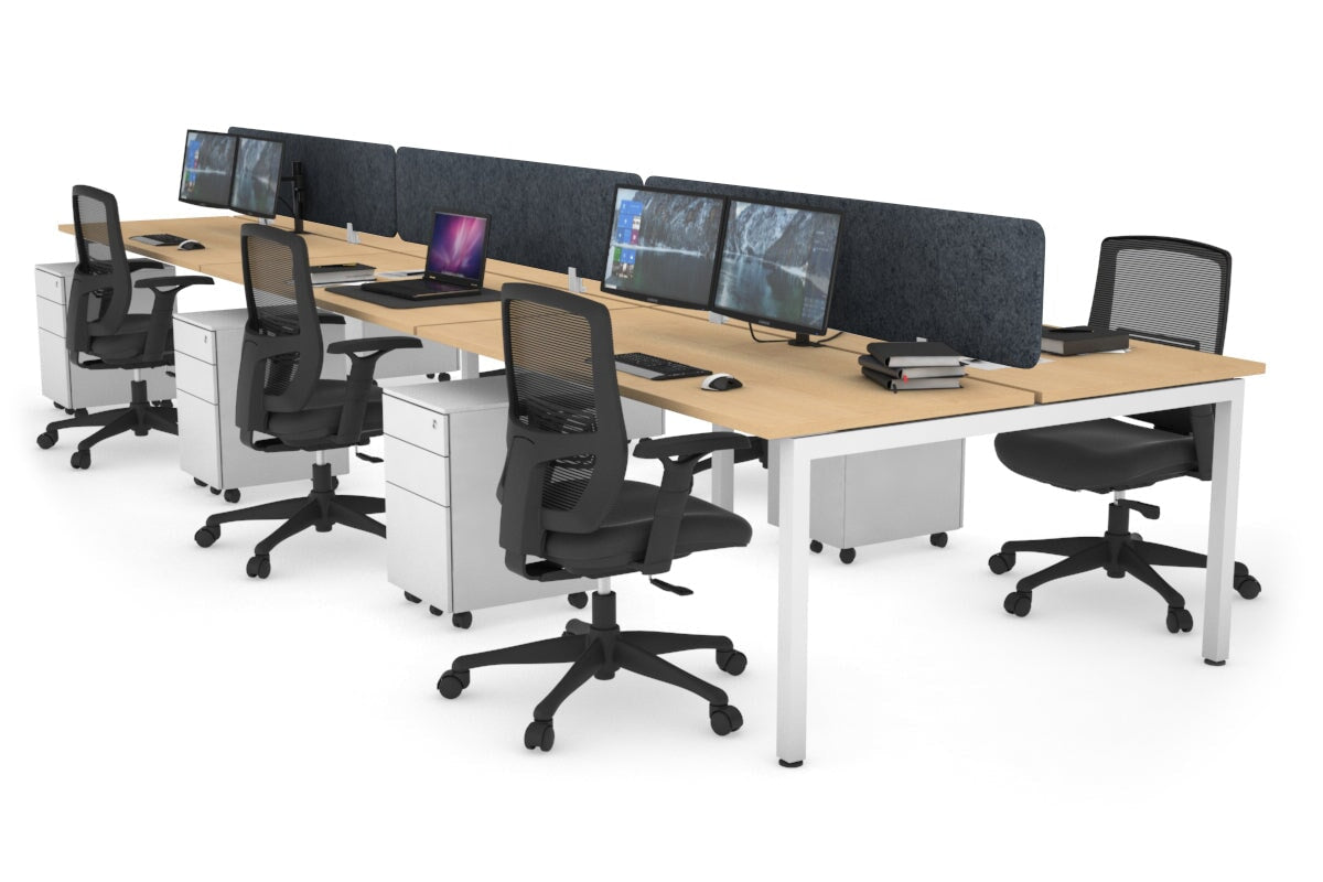 Quadro Square Leg 6 Person Office Workstations [1200L x 700W] Jasonl white leg maple dark grey echo panel (400H x 1200W)