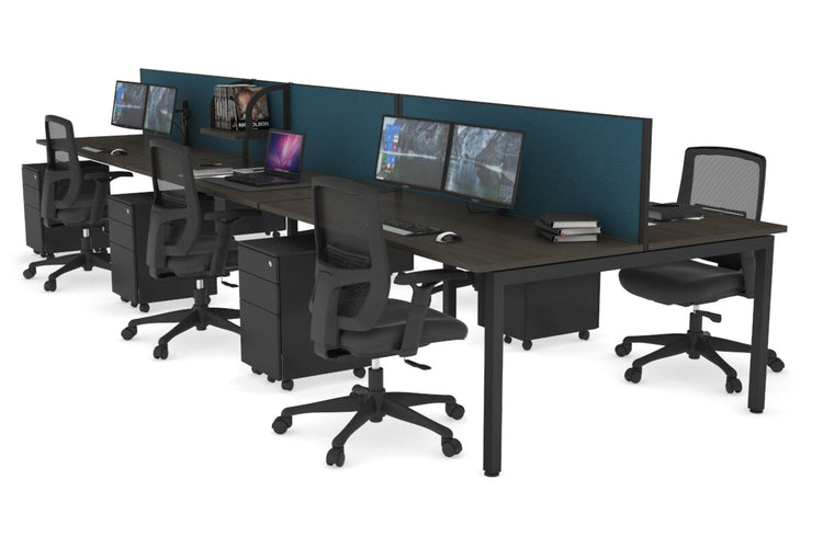 Quadro Square Leg 6 Person Office Workstations [1200L x 700W] Jasonl black leg dark oak deep blue (500H x 1200W)