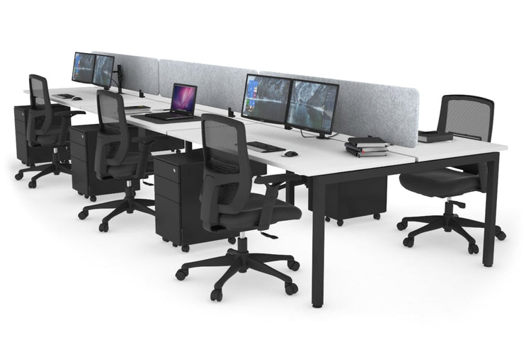 Quadro Square Leg 6 Person Office Workstations [1200L x 700W] Jasonl black leg white light grey echo panel (400H x 1200W)