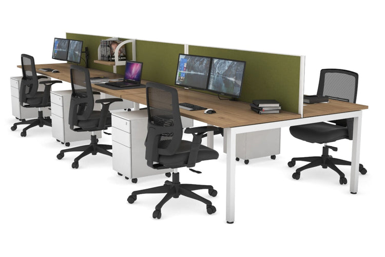 Quadro Square Leg 6 Person Office Workstations [1200L x 700W] Jasonl white leg salvage oak green moss (500H x 1200W)