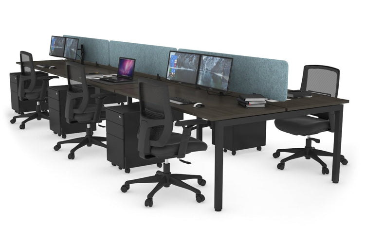Quadro Square Leg 6 Person Office Workstations [1200L x 700W] Jasonl black leg dark oak blue echo panel (400H x 1200W)