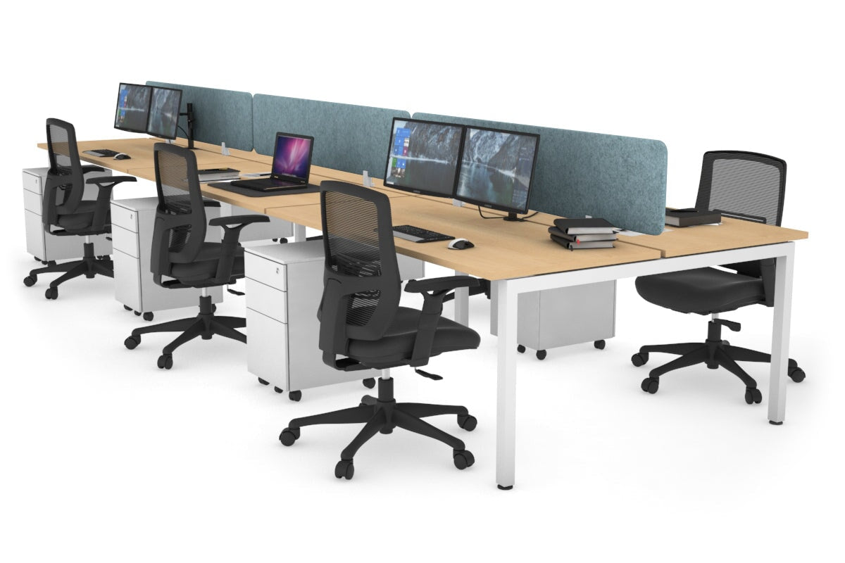 Quadro Square Leg 6 Person Office Workstations [1200L x 700W] Jasonl white leg maple blue echo panel (400H x 1200W)