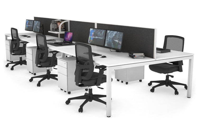 Quadro Square Leg 6 Person Office Workstations [1200L x 800W with Cable Scallop] Jasonl white leg white moody charcoal (500H x 1200W)