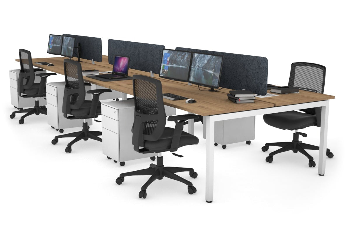 Quadro Square Leg 6 Person Office Workstations [1400L x 700W] Jasonl white leg salvage oak dark grey echo panel (400H x 1200W)