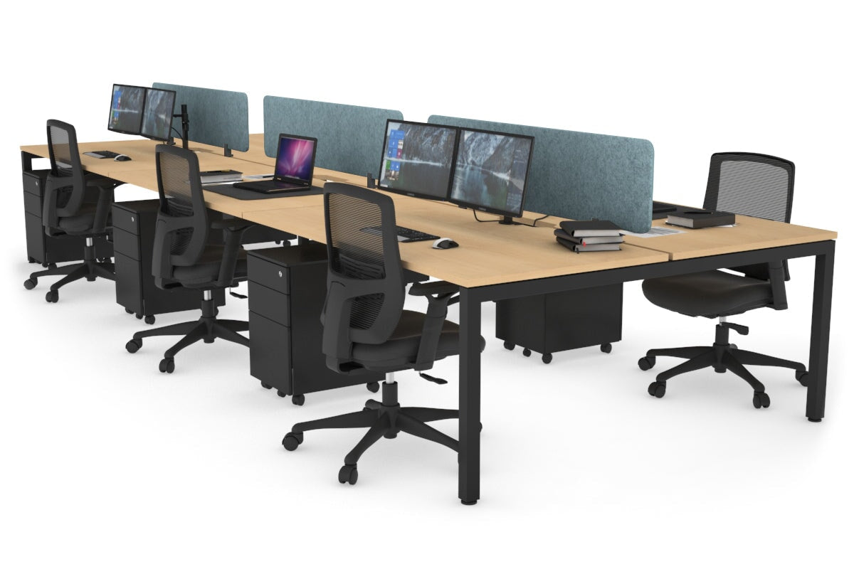 Quadro Square Leg 6 Person Office Workstations [1400L x 800W with Cable Scallop] Jasonl black leg maple blue echo panel (400H x 1200W)