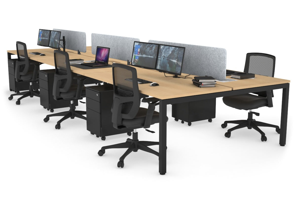 Quadro Square Leg 6 Person Office Workstations [1400L x 800W with Cable Scallop] Jasonl black leg maple light grey echo panel (400H x 1200W)