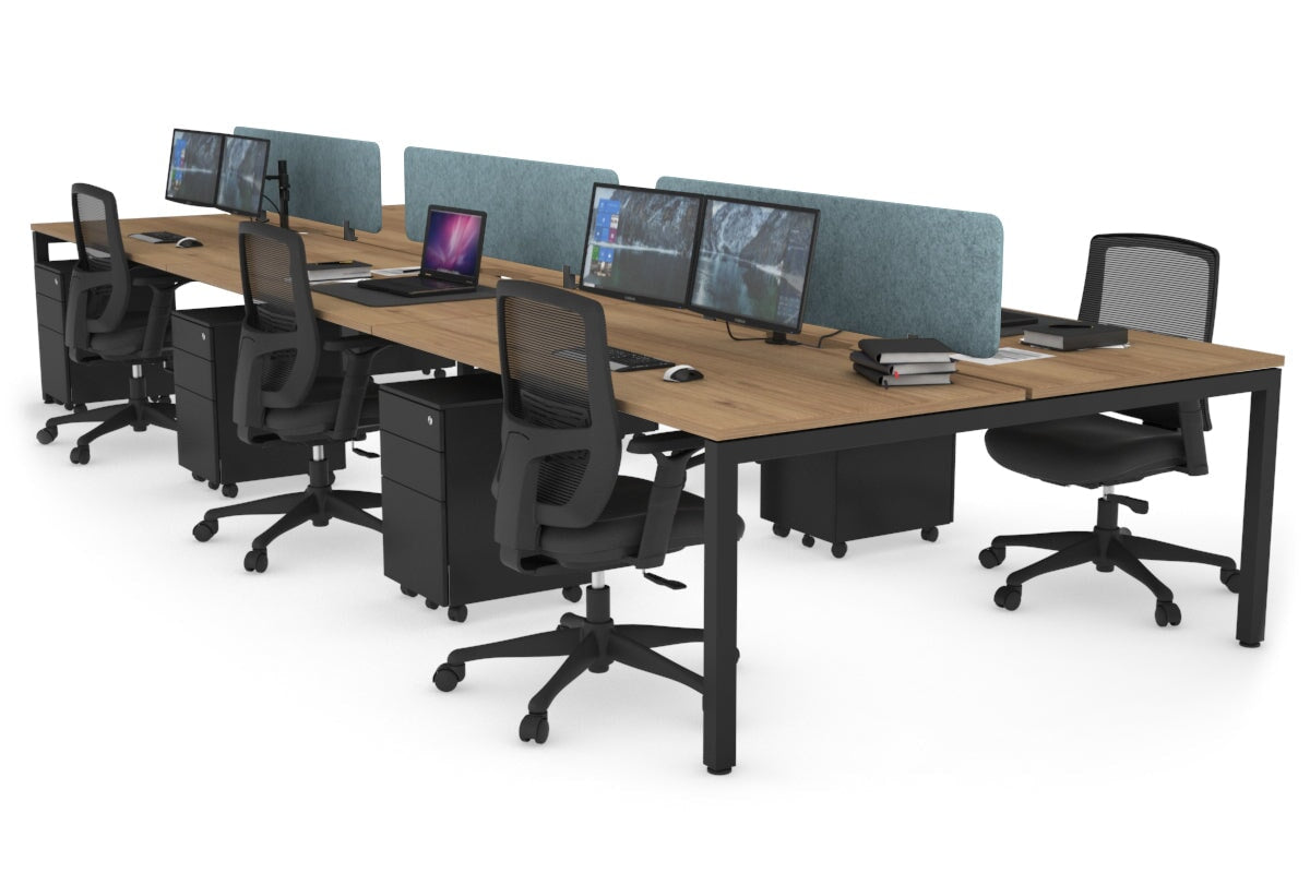 Quadro Square Leg 6 Person Office Workstations [1400L x 800W with Cable Scallop] Jasonl black leg salvage oak blue echo panel (400H x 1200W)