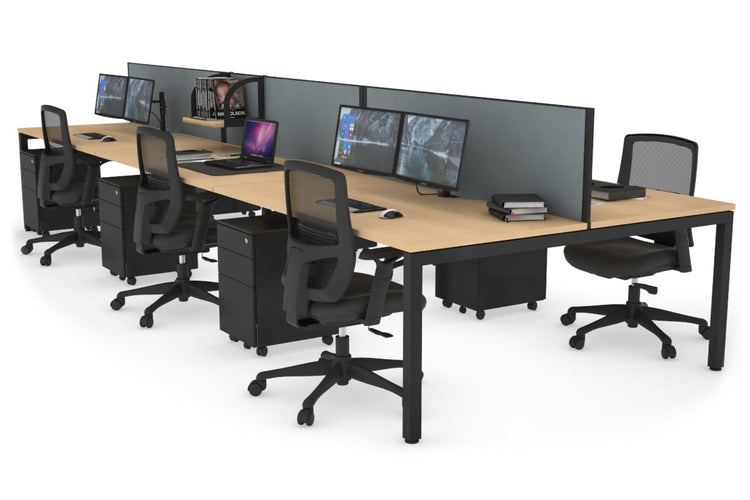 Quadro Square Leg 6 Person Office Workstations [1400L x 800W with Cable Scallop] Jasonl black leg maple cool grey (500H x 1200W)
