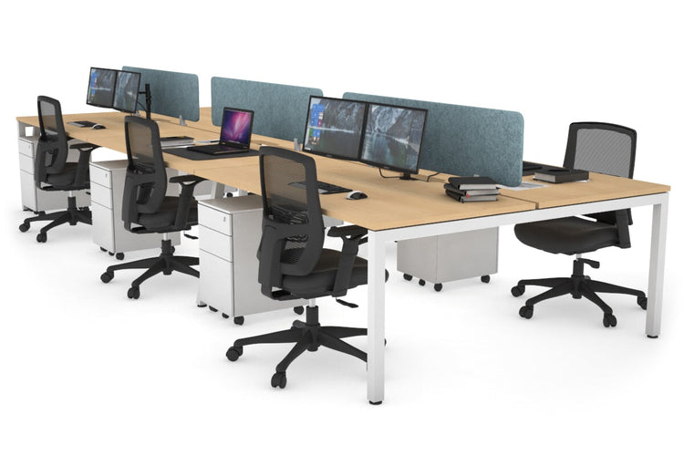 Quadro Square Leg 6 Person Office Workstations [1400L x 800W with Cable Scallop] Jasonl white leg maple blue echo panel (400H x 1200W)