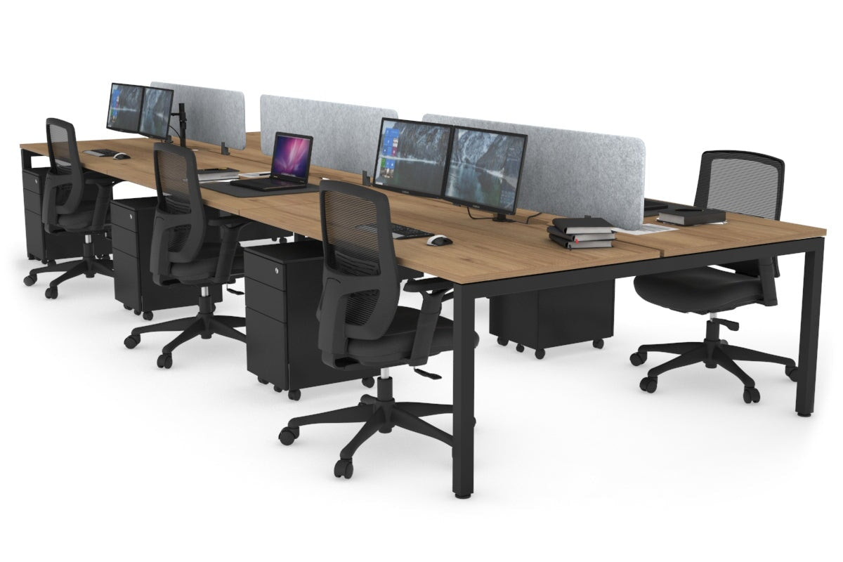 Quadro Square Leg 6 Person Office Workstations [1400L x 800W with Cable Scallop] Jasonl black leg salvage oak light grey echo panel (400H x 1200W)