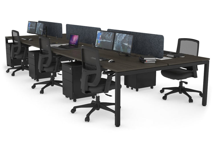 Quadro Square Leg 6 Person Office Workstations [1400L x 800W with Cable Scallop] Jasonl black leg dark oak dark grey echo panel (400H x 1200W)