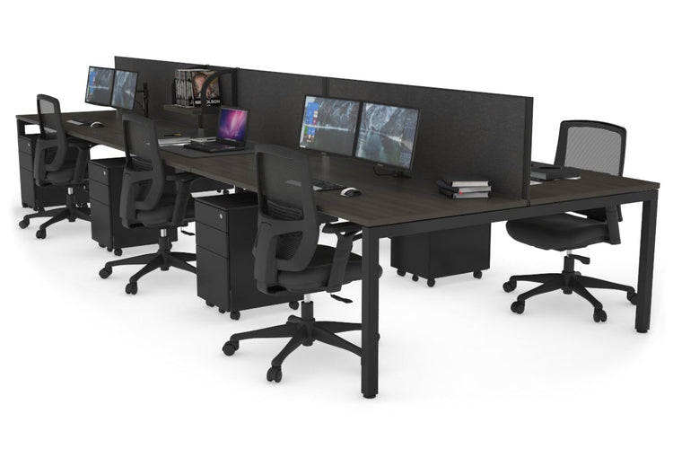 Quadro Square Leg 6 Person Office Workstations [1400L x 800W with Cable Scallop] Jasonl black leg dark oak moody charcoal (500H x 1200W)
