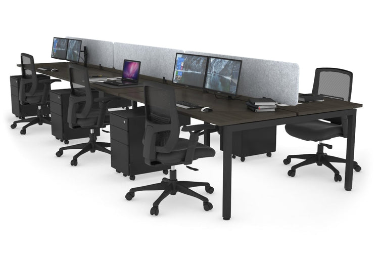 Quadro Square Leg 6 Person Office Workstations [1600L x 700W] Jasonl black leg dark oak light grey echo panel (400H x 1600W)
