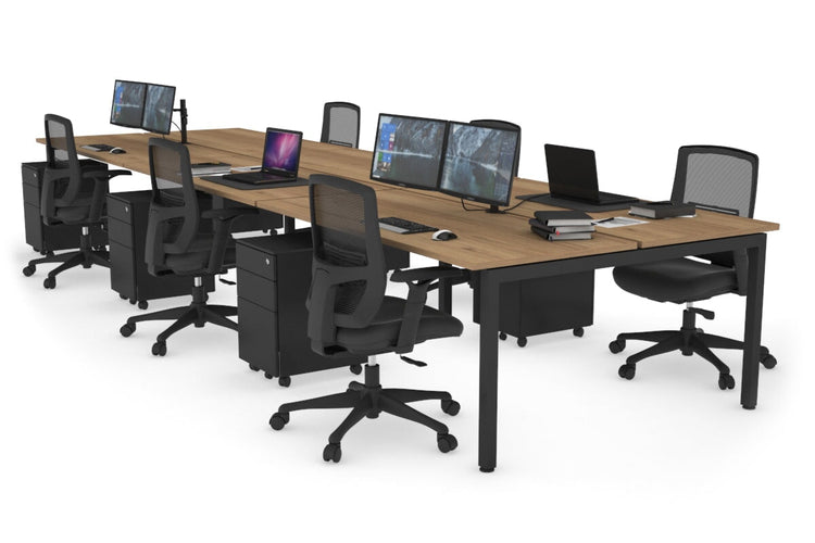 Quadro Square Leg 6 Person Office Workstations [1600L x 700W] Jasonl black leg salvage oak none