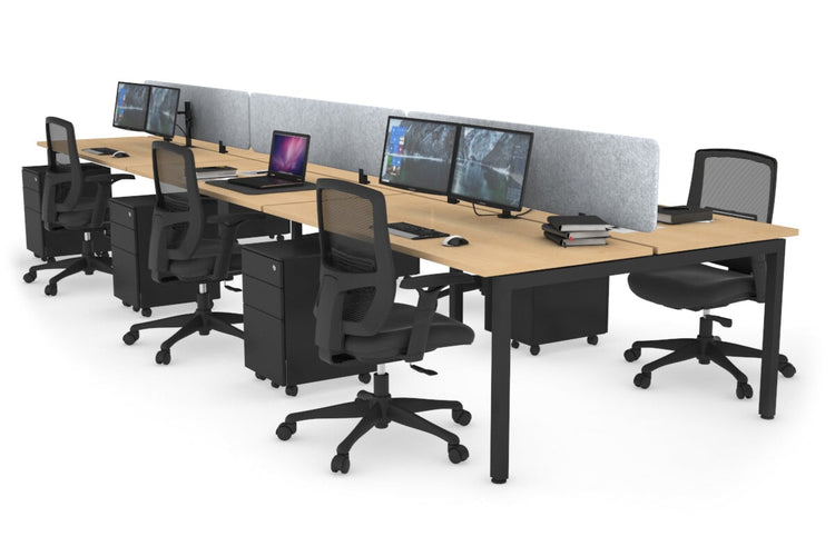 Quadro Square Leg 6 Person Office Workstations [1600L x 700W] Jasonl black leg maple light grey echo panel (400H x 1600W)