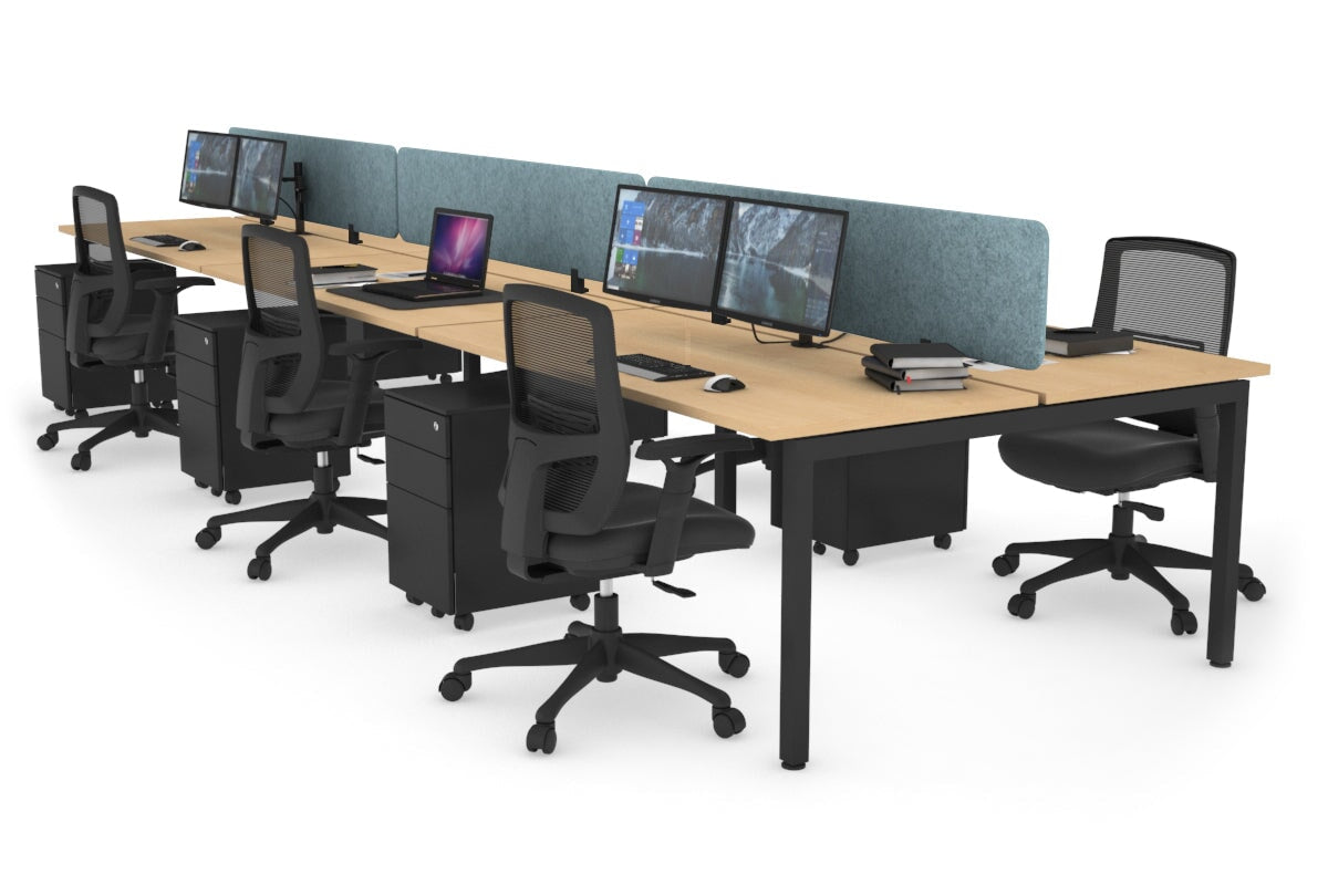 Quadro Square Leg 6 Person Office Workstations [1600L x 700W] Jasonl black leg maple blue echo panel (400H x 1600W)