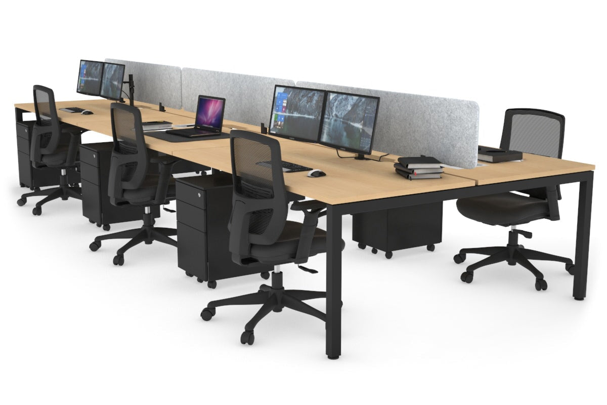 Quadro Square Leg 6 Person Office Workstations [1600L x 800W with Cable Scallop] Jasonl black leg maple light grey echo panel (400H x 1600W)