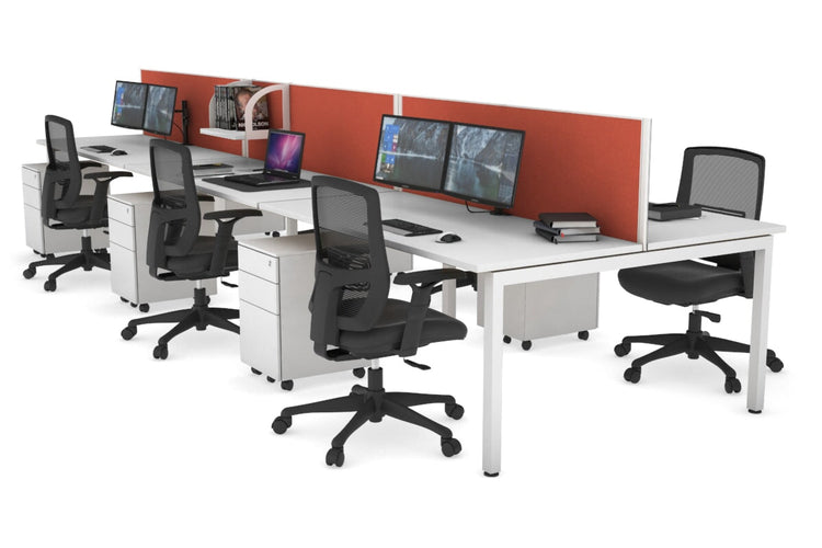 Quadro Square Leg 6 Person Office Workstations [1800L x 700W] Jasonl white leg white orange squash (500H x 1200W)