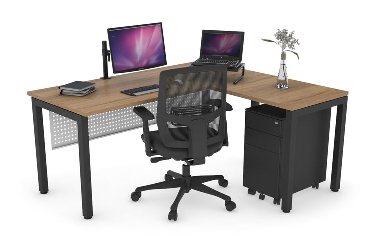 Quadro Square Leg - L Shaped Corner Office Desk [1400L x 1700W] Jasonl black leg salvage oak white modesty