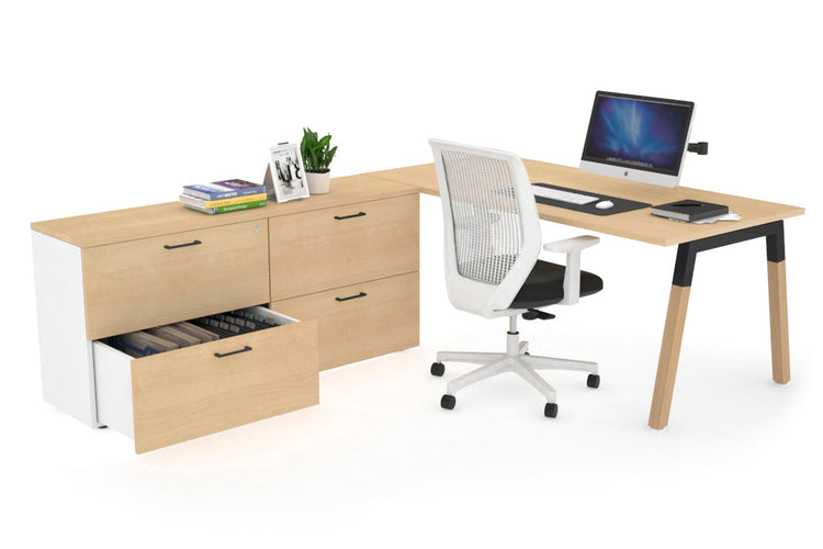 Quadro Wood Executive Setting - Black Frame [1600L x 700W] Jasonl maple none 4 drawer lateral filing cabinet