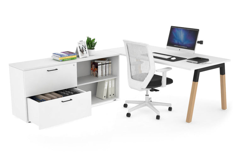 Quadro Wood Executive Setting - Black Frame [1800L x 700W] Jasonl white none 2 drawer open filing cabinet