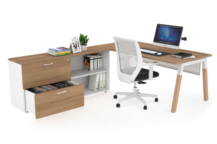 Quadro Wood Executive Setting - White Frame [1600L x 700W] Jasonl salvage oak white modesty 2 drawer open filing cabinet
