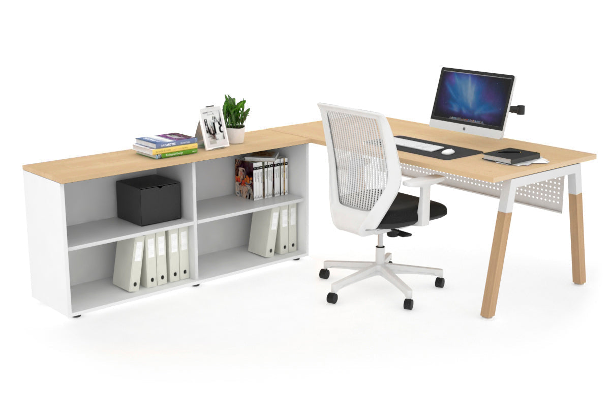 Quadro Wood Executive Setting - White Frame [1600L x 700W] Jasonl maple white modesty open bookcase