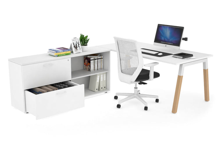Quadro Wood Executive Setting - White Frame [1600L x 700W] Jasonl white none 2 drawer open filing cabinet