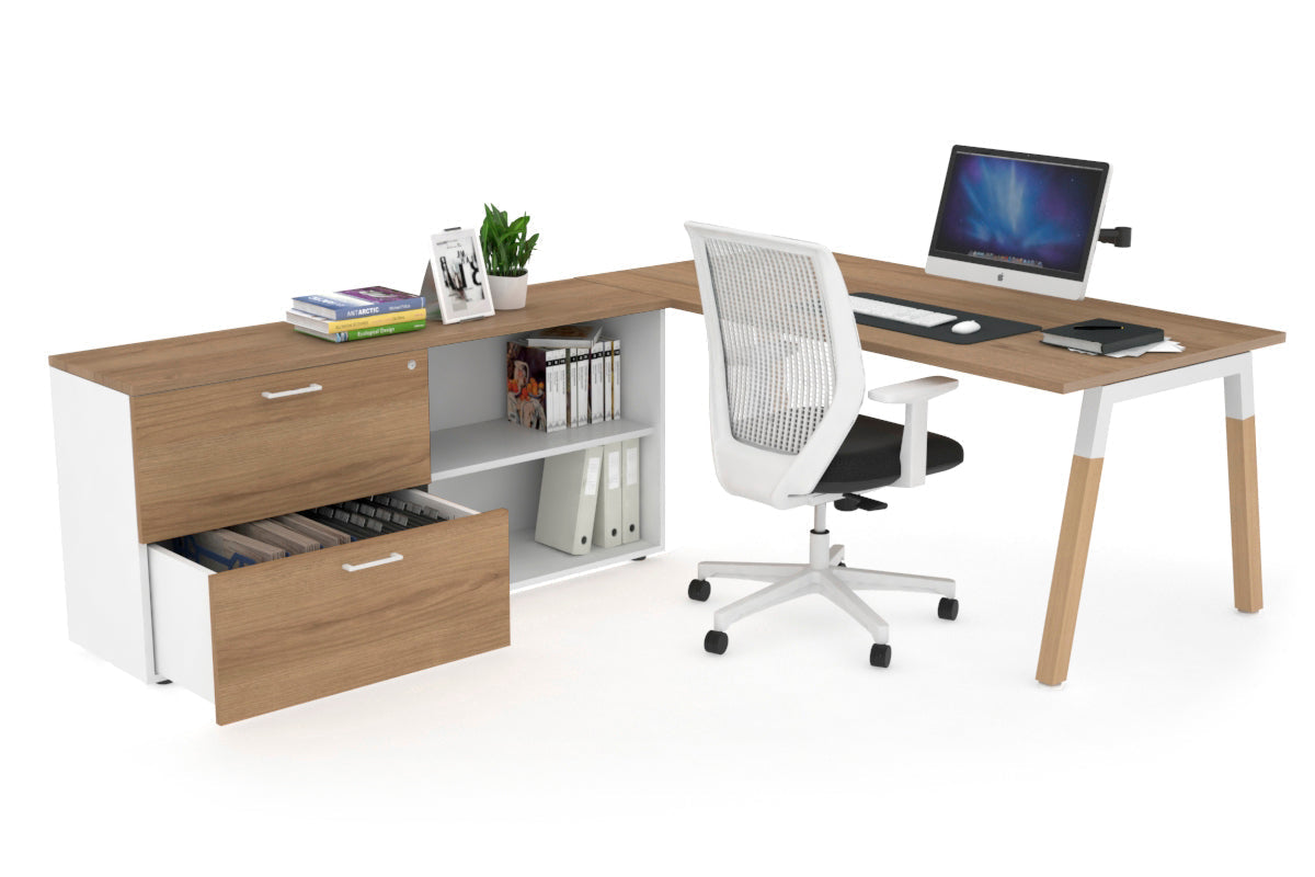 Quadro Wood Executive Setting - White Frame [1600L x 700W] Jasonl salvage oak none 2 drawer open filing cabinet
