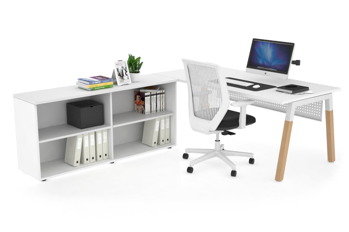 Quadro Wood Executive Setting - White Frame [1600L x 700W] Jasonl white white modesty open bookcase