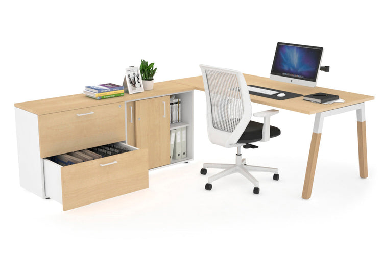 Quadro Wood Executive Setting - White Frame [1600L x 700W] Jasonl maple none 2 drawer lateral sliding door credenza